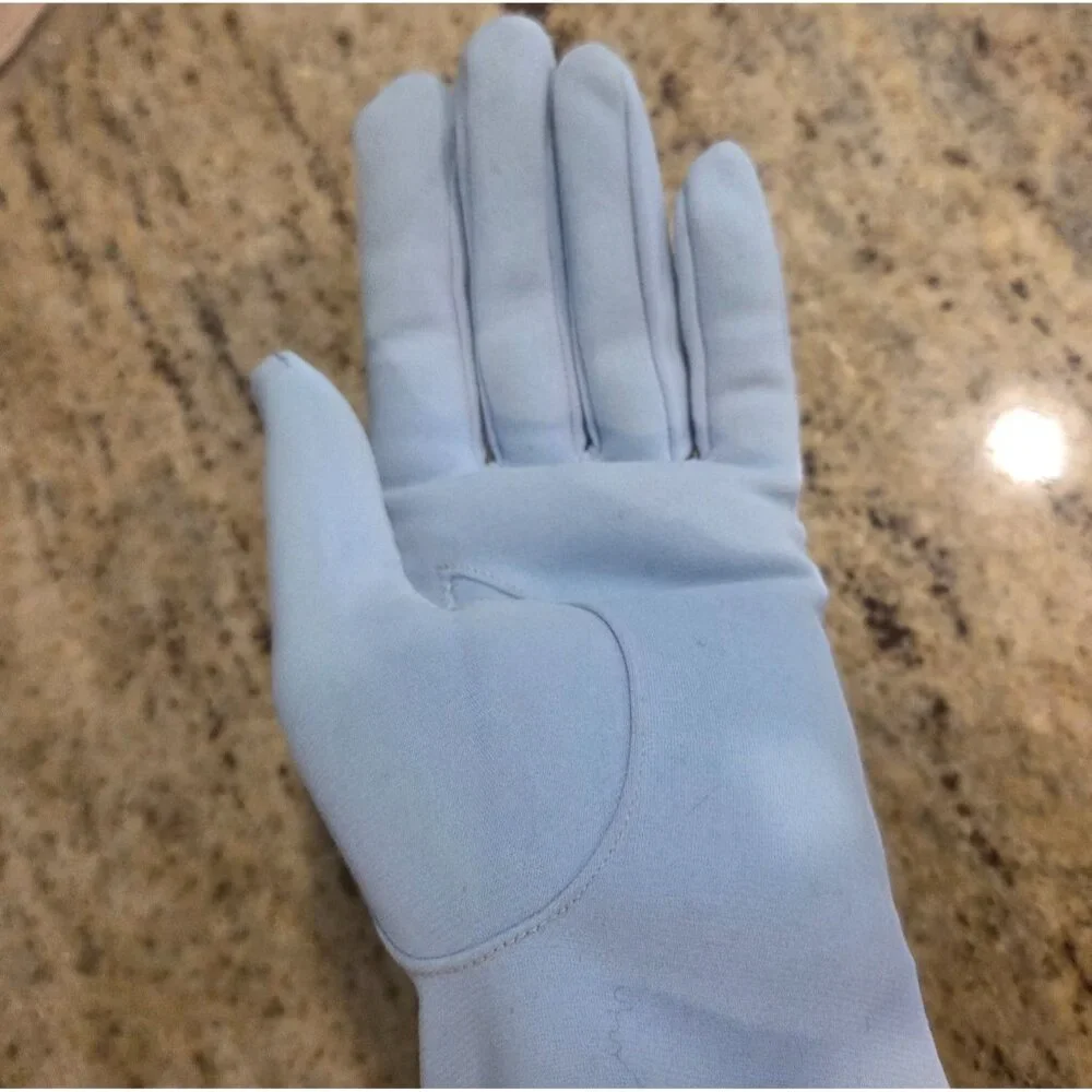 Vintage Womens Size L/XL Light Blue Nylon Formal Gloves Bridgerton